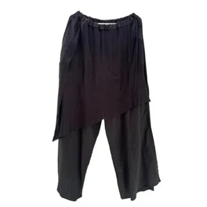 Cynthia Ashby Black Asymmetrical Hem Pants Elastic Waist Lightweight Womens L - Picture 1 of 6