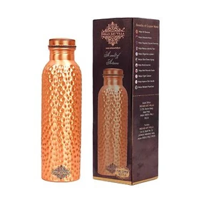 Lacqour Coated Matt Finish Hammered Copper Bottle Storage Water Ayurveda 1050 ml - Picture 1 of 4