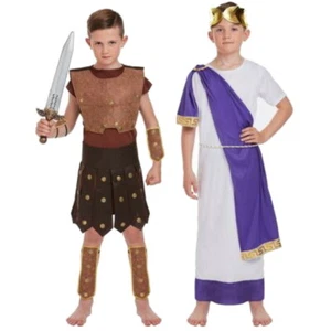 Roman Soldier Emperor Fancy Dress Costume World Book Day To Fit Age 4-12 Years - Picture 1 of 9