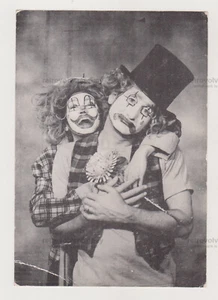 Clown Faces Laughing Woman and Sad Man Embrace Hug RARE Photo-Postcard Abstract - Imagen 1 de 8