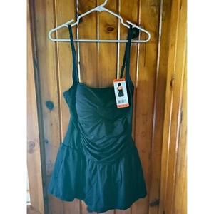 Black Swim Dress Tummy Control Swimsuit One Piece Size XXL (14-16) - Picture 1 of 5