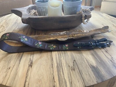 COACH Novelty Guitar Strap Handbag Strap Cross Stitch Glitter Floral Leather - Image 1 of 4