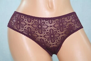 Purple Victoria's Secret Cheeky Panty w Loop Fringe & Sheer Floral Pattern - S - Picture 1 of 2