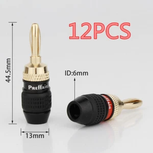 12 STCK. 24K Vergoldete Bananenstecker Messing Audio Hifi Lautsprecher Kabel Buchse Stecker - Bild 1 von 8