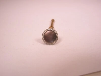 SINGLE(1) 5/16" Gray Round MOP Gold Plated Vintage Formal Tux Shirt Stud c121 - Image 1 of 4