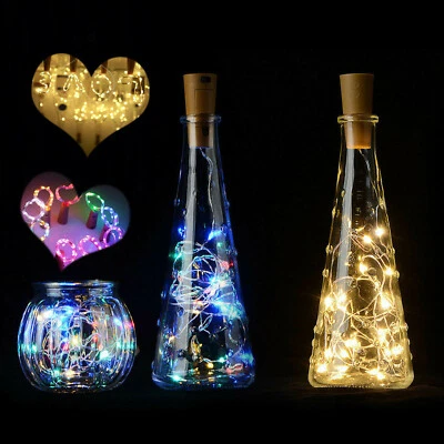 Cork Shaped Copper Wire LED String Light Wine Bottle For Decor 10 20 30 LEDS RE - Image 1 of 4