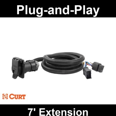 CURT 1995-2010 Dodge Dakota 7' Wiring Extension Harness for 7-Way RV Blade - Image 1 of 4