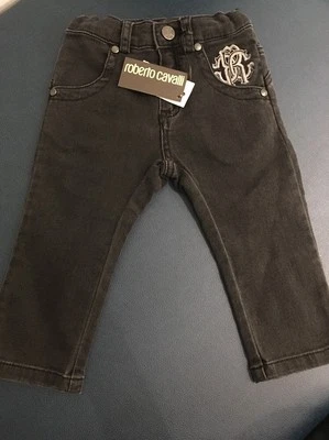 ROBERTO CAVALLI Niños Niños Pantalones Negros Jeans 18M - AUTÉNTICOS / NUEVOS CON ETIQUETAS Foto 1 de 3