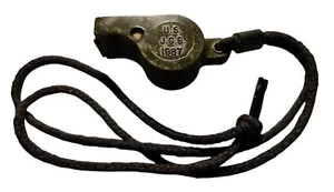 Military U.S.  J.G.B.  1987 Green Whistle with Original Lanyard Great Condition  - Picture 1 of 3