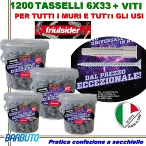1200 TASSELLI UNIVERSALI FRIULSIDER FIXY IN NYLON 6X33mm + VITE E CON SECCHIELLO - Foto 1 di 2