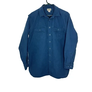 LL Bean Shirt Mens Size LARGE TALL Teal Blue Heavy Chamois Flannel Long Sleeve - Picture 1 of 7