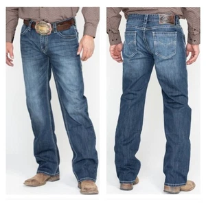 Rock & Roll Double Barrel Relaxed Straight Leg Jeans Men 42/32 Stretch Cowboy - Picture 1 of 13