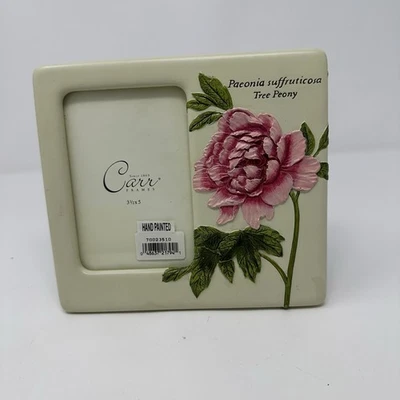 Burns Of Boston Carr Frames 6.25x7" Holds 3.5x5" Picture Botanical Garden Peony - Image 1 of 4