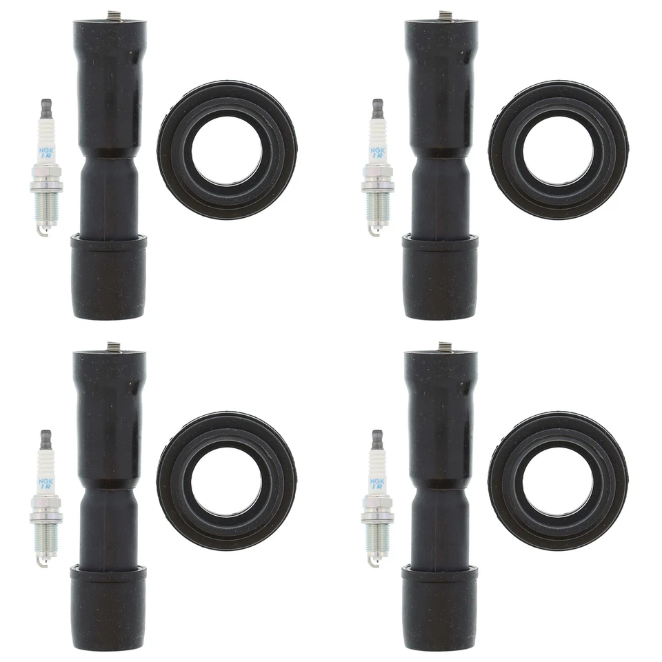 NGK 4 Laser Iridium Spark Plugs & Denso Coil Boot Kit for Honda Fit 1.5 L4 09-13 - Image 1 of 1