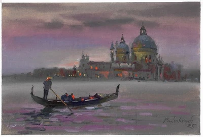 original Gemälde 20 x 29,5 cm 133BdV Kunstwerk Öl Impasto Technik Venedig Italien - Bild 1 von 4