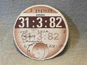 Rare Tax Disc Genuine 6 months 1982 private Vauxhall - Foto 1 di 2