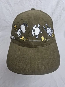 Vintage Head Start Snoopy & Woodstock Brown Strapback Hat Peanuts Ball Cap Rare - Bild 1 von 6