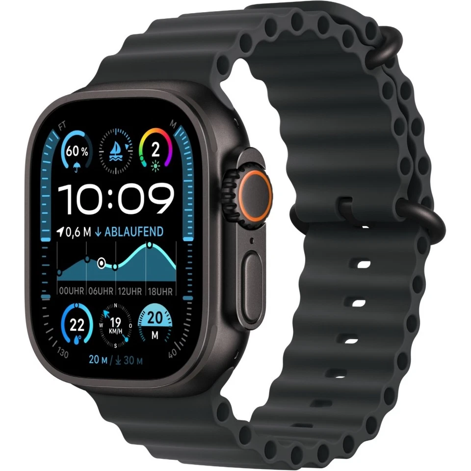Apple Watch Ultra 2 Ocean Armband 49 mm Titan GPS+4G schwarz/schwarz WOW!!! - Bild 1 von 3