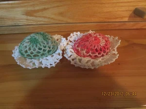 JUEGO DE 2 HUEVOS DE PASCUA VINTAGE GANCHILLO A MANO EN CERÁMICA 1/2 HUEVO--#E3-5 - Imagen 1 de 24