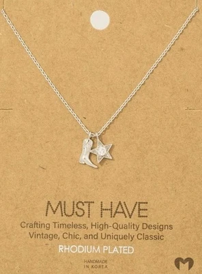 金色浸泡牛仔靴星星吊坠项链 Must Have Cowgirl 服装穿 — 第 1/2 张图片