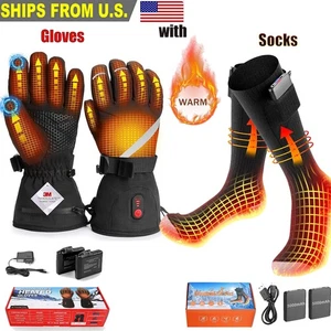 Calcetines térmicos eléctricos batería recargable invierno hombres mujeres calcetines + guantes térmicos - Imagen 1 de 30
