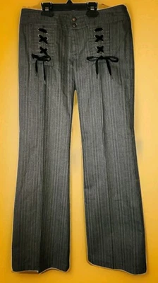 Pantalones Nanette Lepore Gris/Negro/Metálico Hilo Dorado Talla 4 Detalle Con Cordones, EE. UU. Foto 1 de 4