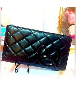 CHANEL Combon Line Lambskin Long Bifold Wallet Black - Picture 1 of 14