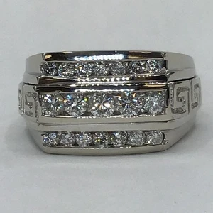 Men's 14k White Gold 1.25cttw Natural Diamond Ring- Free Shipping - Picture 1 of 9