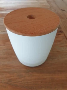 Kosmetikmülleimer Badezimmer Deckel Holz weiß klein WC Taschentuchbox Eimer - Bild 1 von 18