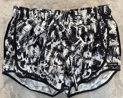 Calvin Klein Women's Running Shorts Medium Black White Abstract High Rise Lined - Image 1 of 4