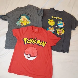 3 Kids Pokemon T-shirts - Red Size Small, 4 Character Large, and 6 Character XL - Picture 1 of 22