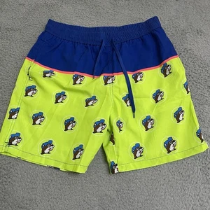 Buc-ees Badehose Herren klein gefüttert grün gestreift Shorts Trop Logo Biber - Bild 1 von 8