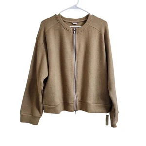 Suéter Cárdigan OGL MOVE CashSoft 2 Vías Cremallera Frontal Bolsillos Marrón Camel Mujeres XL - Imagen 1 de 14