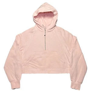 Lululemon Scuba 1/2 Half Zip Hoodie Women's XL/XXL Light Pink Cropped Sweatshirt - Picture 1 of 11