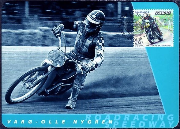Varg Olle Nygren Speedway Roadracing Motorbike Race Sweden Mint Maxi FDC 2002 - Image 1 of 1