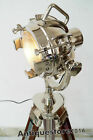 DESIGNER CHROME VINTAGE INDUSTRIAL NAUTICAL SPOT LIGHT TRIPOD FLOOR LAMP DECOR