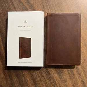ESV Thinline Bible - $79.99 Retail - Deep Brown Full Grain Genuine Leather - Picture 1 of 6
