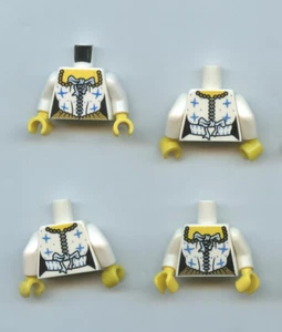 LEGO x 4 White Minifigure Torso Pirate Female Corset and Medium Blue Ribbon - Picture 1 of 1