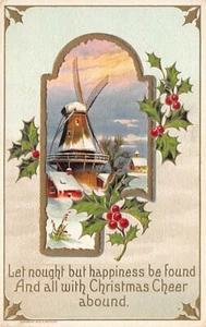 Alte Postkarte: Weihnachtsjubel, Holländische Windmühle, DB 1910er Jahre - Bild 1 von 2