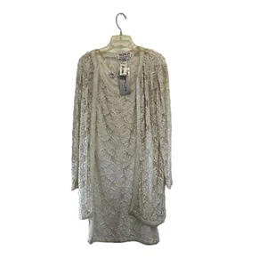 Scala Beaded Lace Dress & Jacket Set Pearls & Sequins Size M Ivory New - Picture 1 of 8