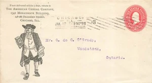 AMERICAN CEREAL CO. - QUAKER OATS - Ad cover 1899 sent to Canada - Picture 1 of 1