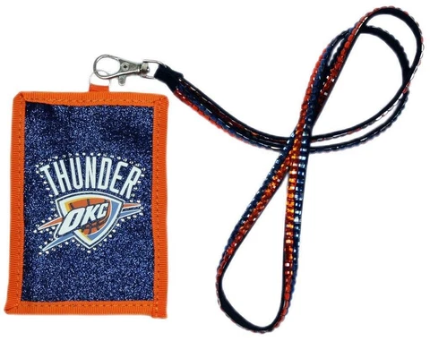 Oklahoma City Thunder Beaded Lanyard Wallet [NEW] Jewelery Necklace ID Holder Cover