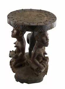 Antiguo Taburete Asiento Congo De Cariátides Maternidad Arte Africana #17067 - Imagen 1 de 11