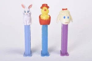 PEZ Dispenser Set of 3 Easter Theme Bunny/Chick/Lamb {EX+} - Picture 1 of 5