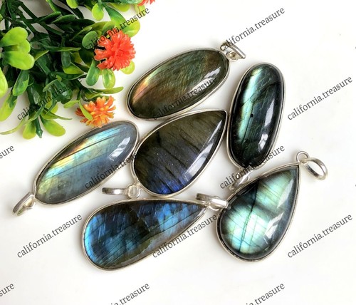 VETEMENTS Ciondolo Sovrapposizione Argento Labradorite Forma Mix lotto 6 Pz 2 Pollici 81126