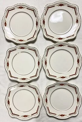 Johnson Brothers Old English Guildford marrom conjunto de 6 pratos de sobremesa 8,25" - Imagem 1 de 4