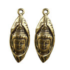  2 Pcs Brass Buddha Statue Bronze Key Ring Pendants Adornment