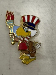 Sam Eagle Torch Olympic Summer Games Souvenir Lapel Pin Los Angeles 1984 - Picture 1 of 2