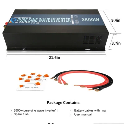 3500W Pure Sine Wave Inverter Power Converter 48V to 120V Car Home Truck Motor - Image 1 of 4