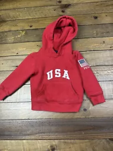 Polo Ralph Lauren Toddler Unisex Embroidered USA Flag Hoodie Size 2 - 2T Red - Picture 1 of 5